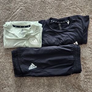 adidas Black and Light Green Short Sleeve Tees